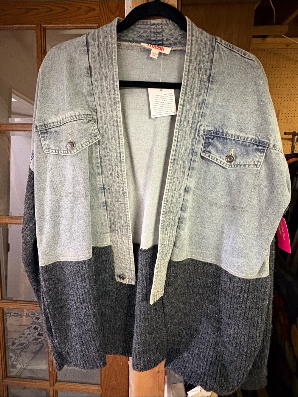 Mazik Light Wash Denim Label Tee with Red Logo